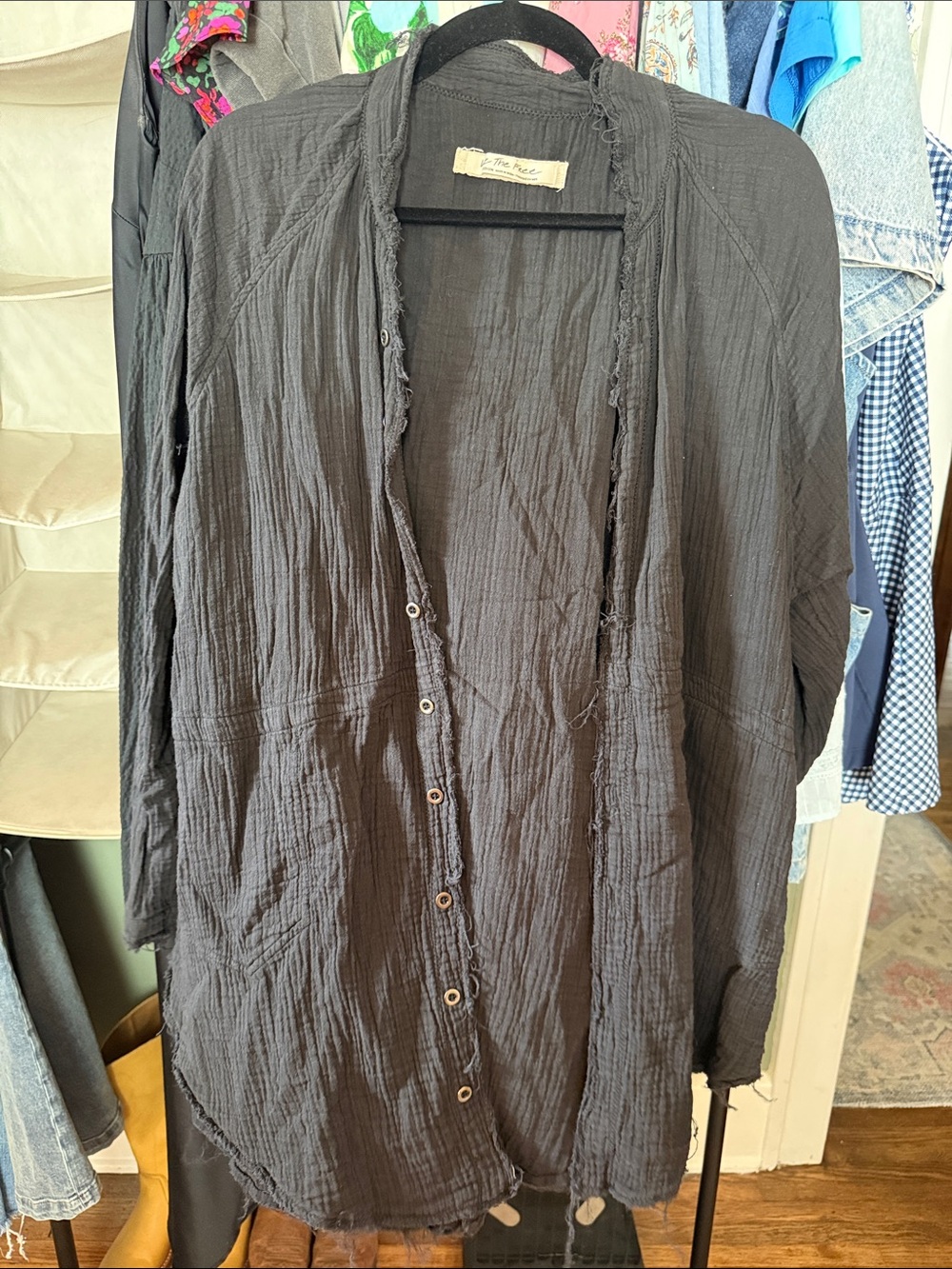 We the Free Crinkled Button-Front Open Cardigan - Size M
